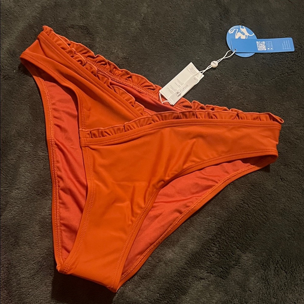 Cupshe Vibrant Orange Ruffled Bikini Bottom